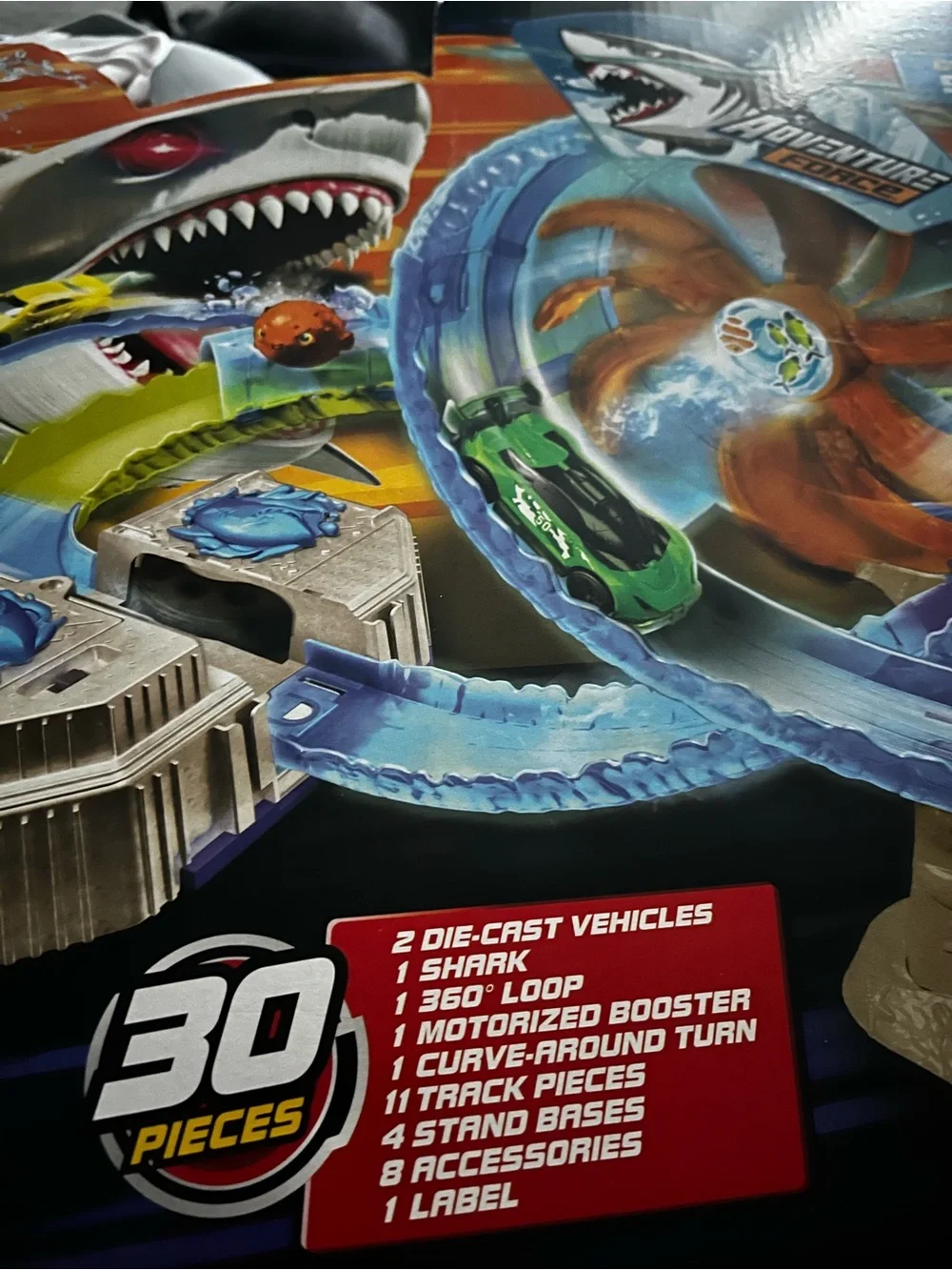 Shark Cyclone Loop Track matchbox Playset - lights up & music